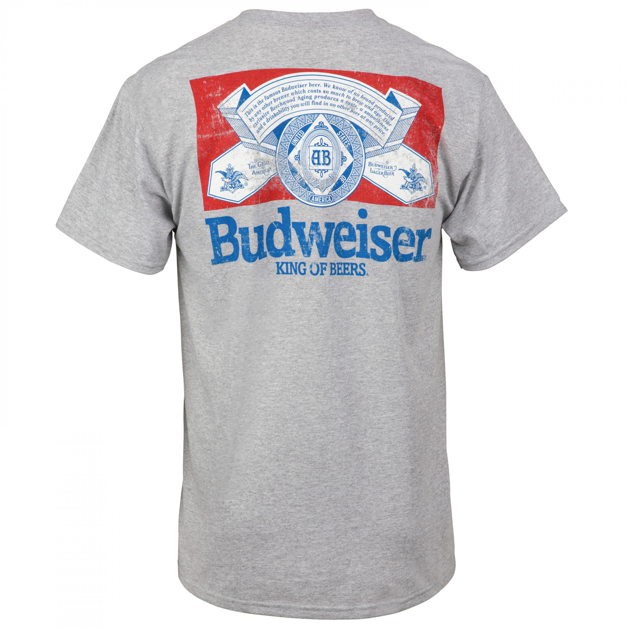Budweiser Distressed Logo Front and Back Print T-Shirt